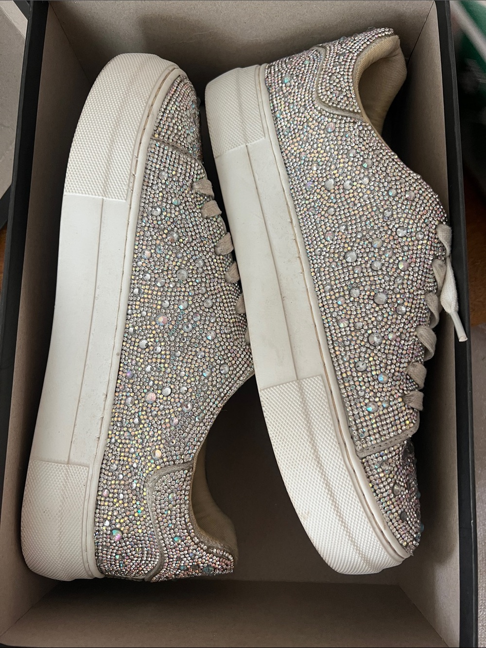 Betsey Johnson Champagne Crystal Platform Sneakers